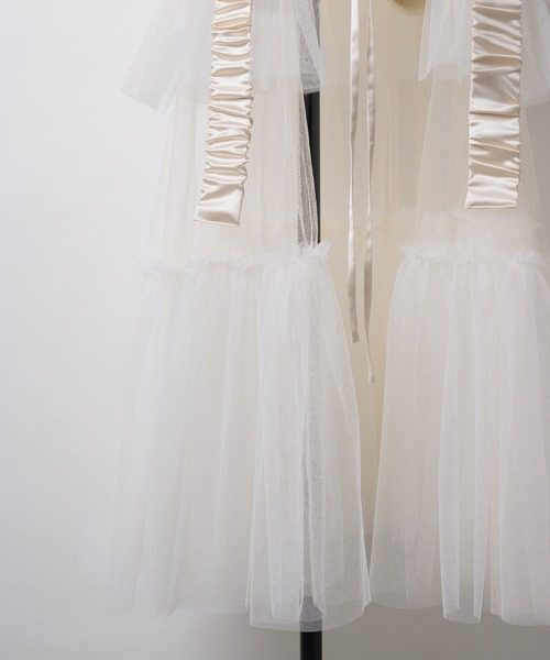 J1U by LA BELLEETUDEシースルーボリュームチュールデザインジレ シースルーボリュームチュールデザインジレ（ベスト）｜J1U by LA