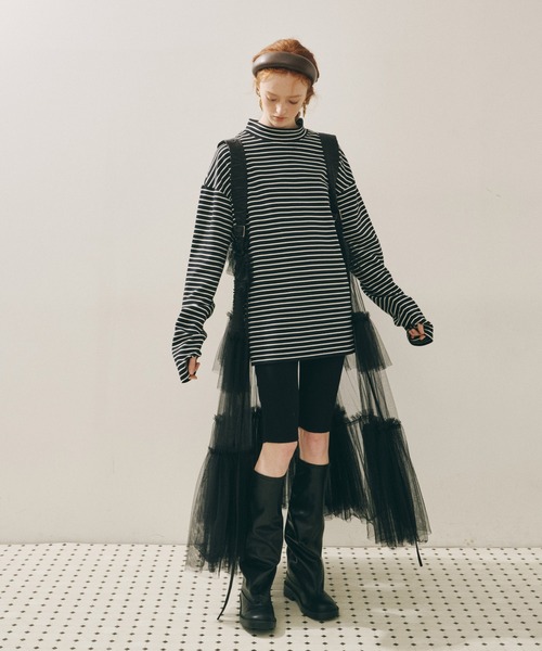 シースルーボリュームチュールデザインジレ（ベスト）｜J1U by