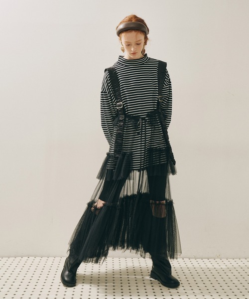 J1Uシースルーボリュームチュールデザインジレ シースルーボリュームチュールデザインジレ（ベスト）｜J1U by LA