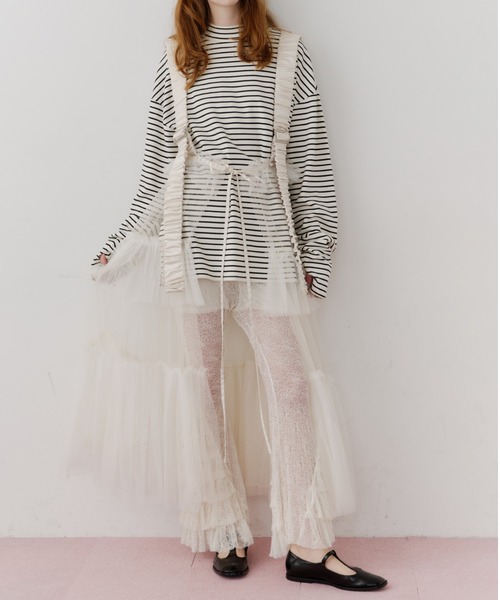 J1U by LA BELLE ETUDE（ジユウバイラベルエチュード）の「シースルーボリュームチュールデザインジレ（ベスト・レディース・ライトパープル/ブラック/ホワイト/ベージュ/サックスブルー/ピンク/ライトブルー・FREE）」の22枚目の写真