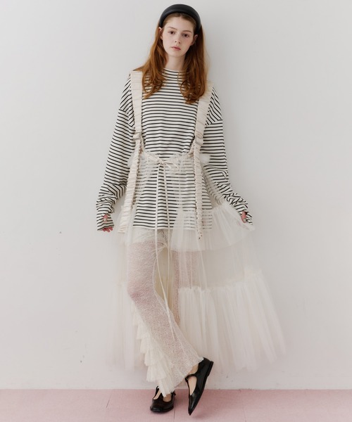 シースルーボリュームチュールデザインジレ（ベスト）｜J1U by LA