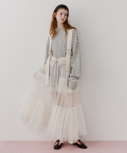 シースルーボリュームチュールデザインジレ シースルーボリュームチュールデザインジレ（ベスト）｜J1U by LA