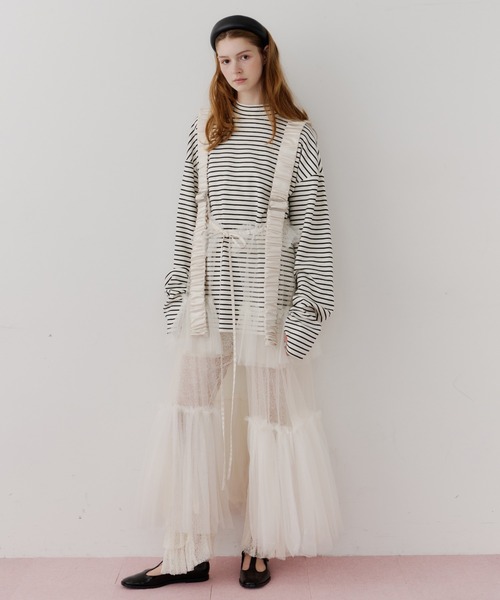 シースルーボリュームチュールデザインジレ（ベスト）｜J1U by LA