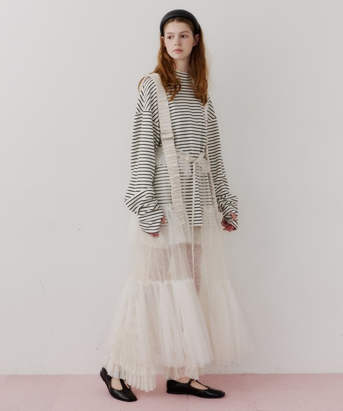 シースルーボリュームチュールデザインジレ（ベスト）｜J1U by LA