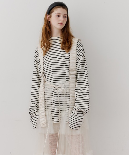 シースルーボリュームチュールデザインジレ（ベスト）｜J1U by LA