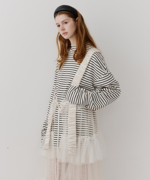 シースルーボリュームチュールデザインジレ（ベスト）｜J1U by LA