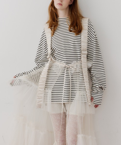 シースルーボリュームチュールデザインジレ（ベスト）｜J1U by LA