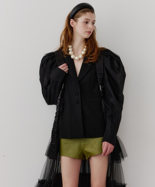 シースルーボリュームチュールデザインジレ（ベスト）｜J1U by LA