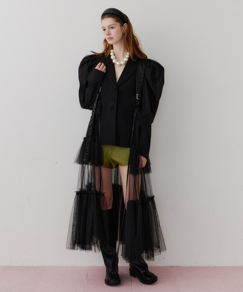 シースルーボリュームチュールデザインジレ（ベスト）｜J1U by LA