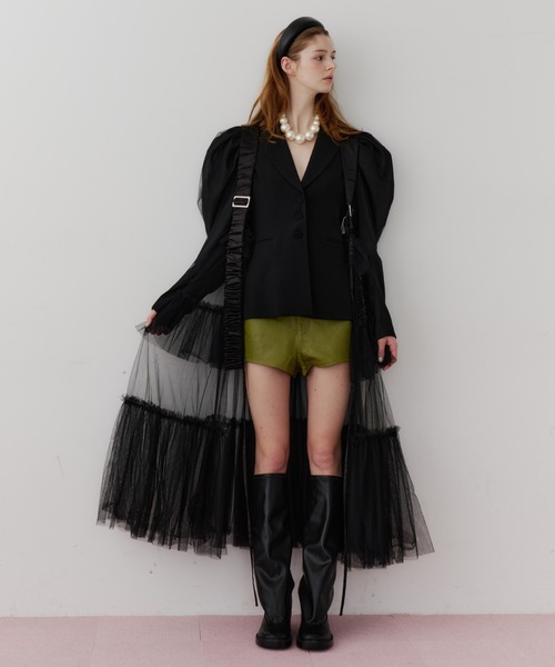 シースルーボリュームチュールデザインジレ（ベスト）｜J1U by LA