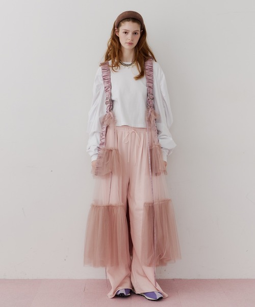 シースルーボリュームチュールデザインジレ（ベスト）｜J1U by LA