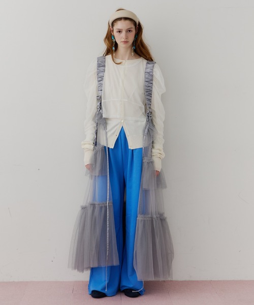 シースルーボリュームチュールデザインジレ シースルーボリュームチュールデザインジレ（ベスト）｜J1U by LA