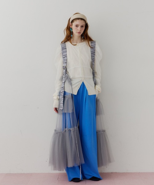 シースルーボリュームチュールデザインジレ（ベスト）｜J1U by LA