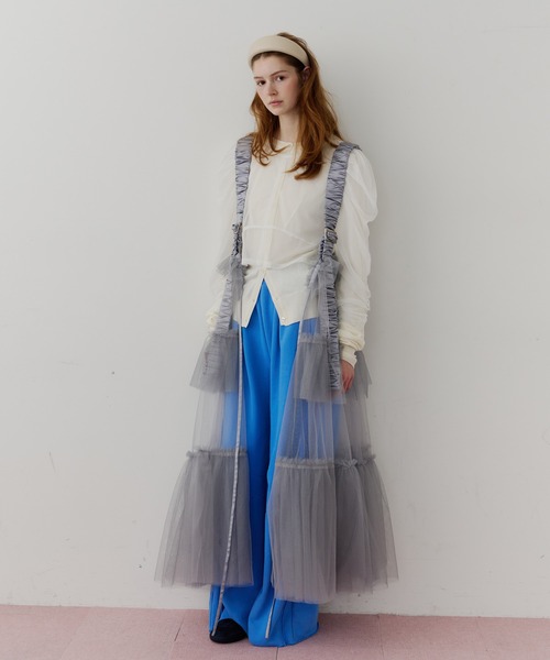 シースルーボリュームチュールデザインジレ シースルーボリュームチュールデザインジレ（ベスト）｜J1U by LA