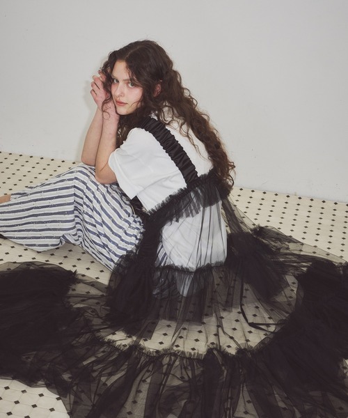 シースルーボリュームチュールデザインジレ（ベスト）｜J1U by LA