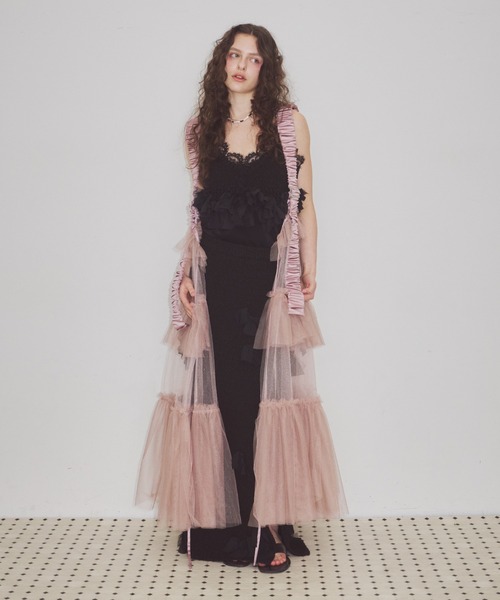 LA BELLE ETUDE シースルーボリュームチュールデザインジレ シースルーボリュームチュールデザインジレ（ベスト）｜J1U by LA