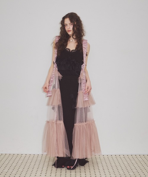 シースルーボリュームチュールデザインジレ シースルーボリュームチュールデザインジレ（ベスト）｜J1U by LA