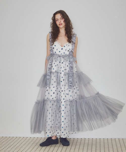 LA BELLE ETUDE シースルーボリュームチュールデザインジレezick J1U by LA BELLE ETUDE】シースルーボリュームチュールデザインジレ