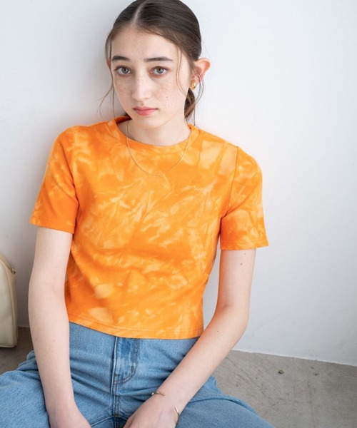 WEGO（ウィゴー）の「WEGO/タイダイリブT（Tシャツ/カットソー・レディース・ブラック/パープル/オレンジ・FREE）」の3枚目の写真