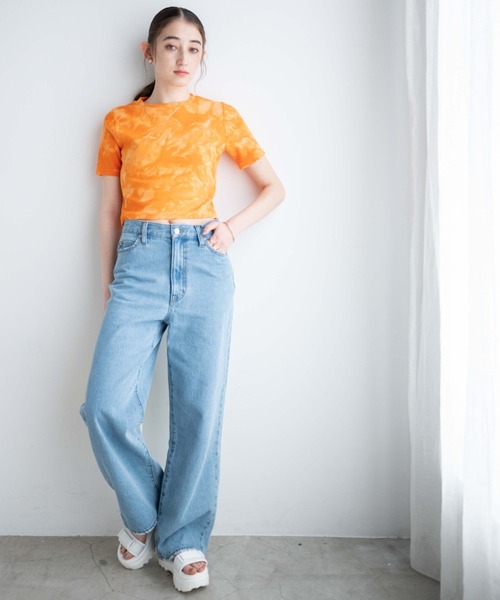 WEGO（ウィゴー）の「WEGO/タイダイリブT（Tシャツ/カットソー・レディース・ブラック/パープル/オレンジ・FREE）」の6枚目の写真