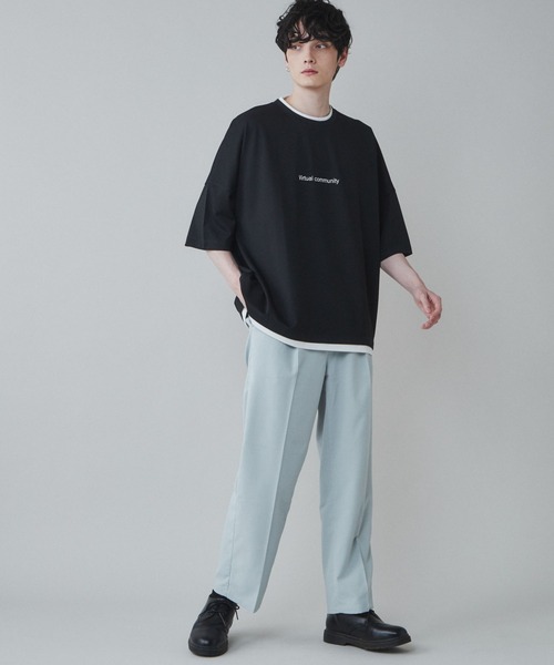 LUCY（ルーシー）の「LUCY/ポンチレイヤードプルオーバー（Tシャツ/カットソー・メンズ・ブルー/ブラック/ホワイト・MEDIUM/LARGE）」の5枚目の写真