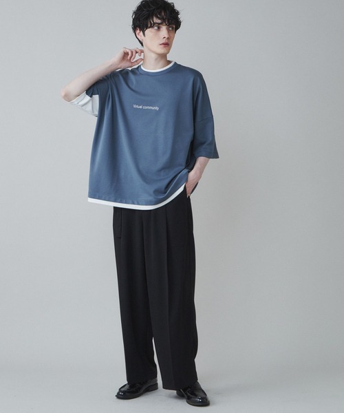 LUCY（ルーシー）の「LUCY/ポンチレイヤードプルオーバー（Tシャツ/カットソー・メンズ・ブルー/ブラック/ホワイト・MEDIUM/LARGE）」の6枚目の写真
