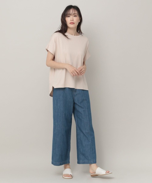 Elura（エルーラ）の「ひやっとタッチドルマンT（Tシャツ/カットソー・レディース・イエロー/ブラウン/ホワイト/ブラック/ピンクベージュ/グレー・LARGE/MEDIUM/SMALL）」の12枚目の写真