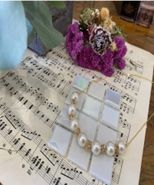 Cupid Heart（キューピッドハート）の「【Cupid Heart】結婚式アクセ！コットンパールネックレス（ネックレス・レディース・ゴールド・MEDIUM）」の2枚目の写真