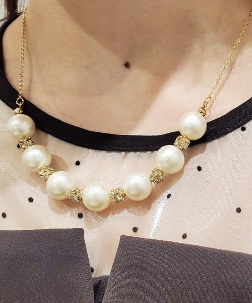 Cupid Heart（キューピッドハート）の「【Cupid Heart】結婚式アクセ！コットンパールネックレス（ネックレス・レディース・ゴールド・MEDIUM）」の5枚目の写真