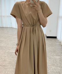 ウエスト プリーツ ロング ワンピース