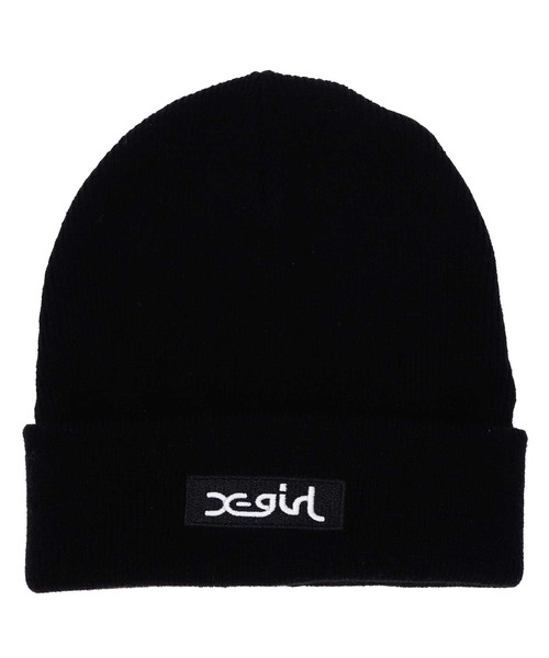 X-girl（エックスガール）の「BOX LOGO KNIT CAP（ニットキャップ/ビーニー・レディース・ブルー/ブラック/オレンジ・ONE SIZE）」の2枚目の写真