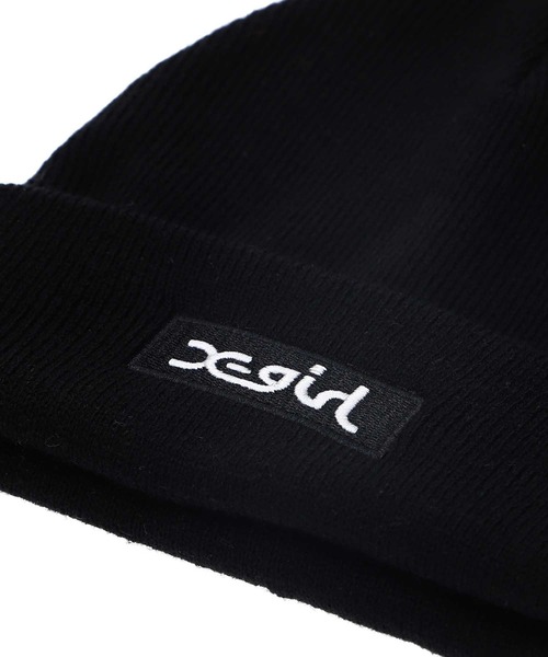 X-girl（エックスガール）の「BOX LOGO KNIT CAP（ニットキャップ/ビーニー・レディース・ブルー/ブラック/オレンジ・ONE SIZE）」の5枚目の写真