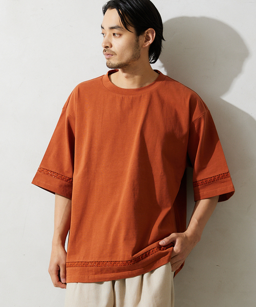 JOURNAL STANDARD relume（ジャーナルスタンダード　レリューム）の「レースラインTシャツ（Tシャツ/カットソー・メンズ・アイボリー/スモーク/サファリグリーン/ブラックミックス・MEDIUM/LARGE）」の4枚目の写真