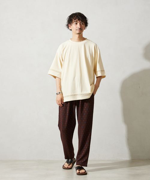 JOURNAL STANDARD relume（ジャーナルスタンダード　レリューム）の「レースラインTシャツ（Tシャツ/カットソー・メンズ・アイボリー/スモーク/サファリグリーン/ブラックミックス・MEDIUM/LARGE）」の8枚目の写真