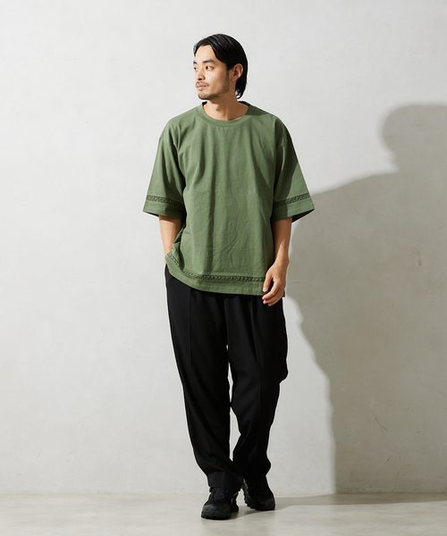 JOURNAL STANDARD relume（ジャーナルスタンダード　レリューム）の「レースラインTシャツ（Tシャツ/カットソー・メンズ・アイボリー/スモーク/サファリグリーン/ブラックミックス・MEDIUM/LARGE）」の16枚目の写真