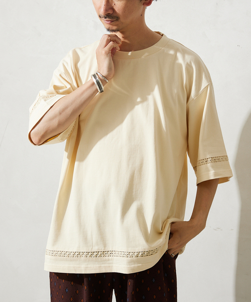 JOURNAL STANDARD relume（ジャーナルスタンダード　レリューム）の「レースラインTシャツ（Tシャツ/カットソー・メンズ・アイボリー/スモーク/サファリグリーン/ブラックミックス・MEDIUM/LARGE）」の17枚目の写真