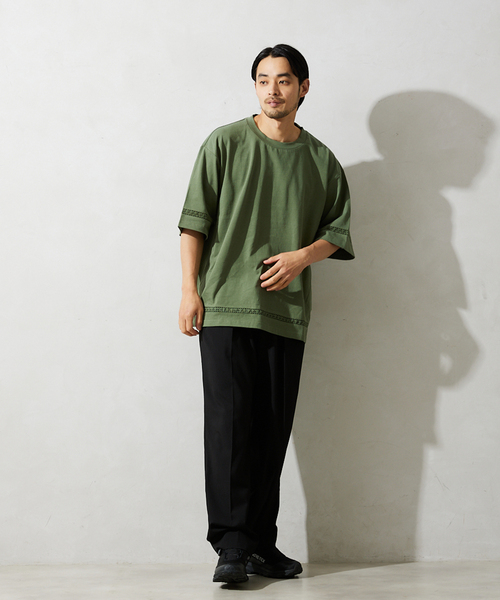 JOURNAL STANDARD relume（ジャーナルスタンダード　レリューム）の「レースラインTシャツ（Tシャツ/カットソー・メンズ・アイボリー/スモーク/サファリグリーン/ブラックミックス・MEDIUM/LARGE）」の10枚目の写真