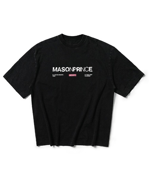 【MASONPRINCE】ブラック オーバーサイズ Tシャツ MASONPRINCE tシャツ オーバーサイズフロントロゴ＆808プリントT