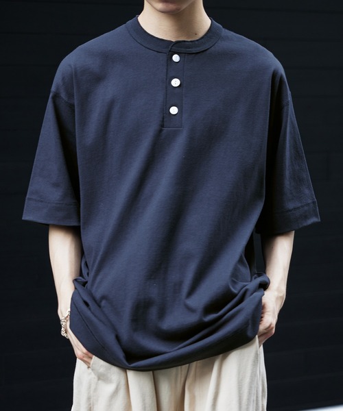 Healthknit(ヘルスニット)の「【Healthknit】Max Weight Henley S/S 半袖Tシャツ 51020 ※(Tシャツ/カットソー・メンズ・ネイビー/ホワイト/ライトグリーン/レッド/イエロー・L/XL/M)」の1枚目の写真