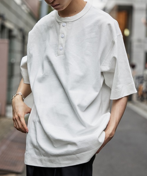 Healthknit(ヘルスニット)の「【Healthknit】Max Weight Henley S/S 半袖Tシャツ 51020 ※(Tシャツ/カットソー・メンズ・ネイビー/ホワイト/ライトグリーン/レッド/イエロー・L/XL/M)」の6枚目の写真
