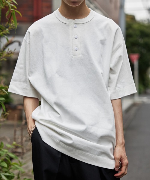 Healthknit(ヘルスニット)の「【Healthknit】Max Weight Henley S/S 半袖Tシャツ 51020 ※(Tシャツ/カットソー・メンズ・ネイビー/ホワイト/ライトグリーン/レッド/イエロー・L/XL/M)」の7枚目の写真