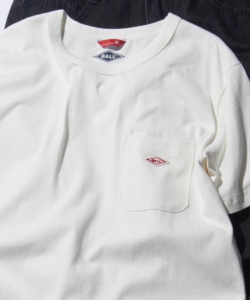 BALL(ボール)の「【BALL】50501 ヘビーウエイト天竺 Tシャツ(Tシャツ/カットソー・メンズ・グレー/ブラウン/ブルー/ライトグリーン/パープル/ホワイト/イエロー/ネイビー/ブラック/グリーン/サックスブルー/チャコールグレー/バーガンディー/モカ・L/M/LL)」の2枚目の写真
