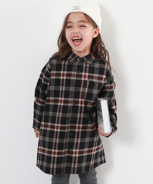 devirock（デビロック）の「綿100% チェック柄 ネルシャツ ワンピース（ワンピース・キッズ・その他2/その他4/その他5/その他1/その他3/その他6/その他7・150cm/120cm/110cm/140cm/100cm/160cm/130cm）」の2枚目の写真