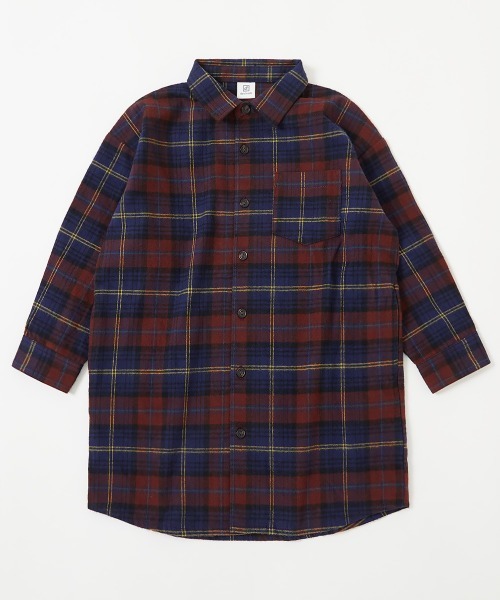 セール】綿100% チェック柄 ネルシャツ ワンピース（ワンピース