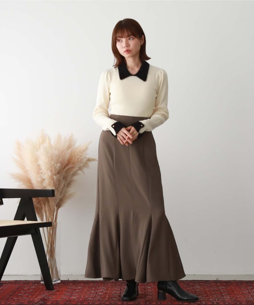 archives（アルシーヴ）の「マチ付きマーメイドスカート（スカート・レディース・アイボリー/ブラウン/ブラック/チャコールグレー・MEDIUM）」の6枚目の写真