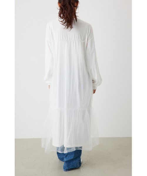 RODEO CROWNS WIDE BOWL（ロデオクラウンズワイドボウル）の「FLORIDA チュールドッキングワンピース（ワンピース・レディース・グレー×ホワイト/ブラック/オフホワイト・FREE）」の5枚目の写真