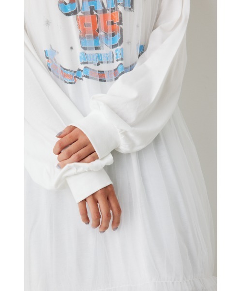 RODEO CROWNS WIDE BOWL（ロデオクラウンズワイドボウル）の「FLORIDA チュールドッキングワンピース（ワンピース・レディース・グレー×ホワイト/ブラック/オフホワイト・FREE）」の9枚目の写真