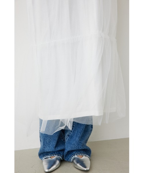 RODEO CROWNS WIDE BOWL（ロデオクラウンズワイドボウル）の「FLORIDA チュールドッキングワンピース（ワンピース・レディース・グレー×ホワイト/ブラック/オフホワイト・FREE）」の10枚目の写真