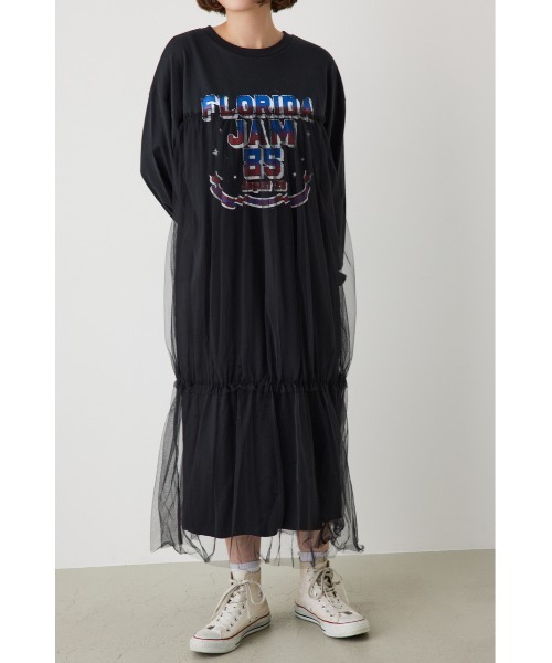 RODEO CROWNS WIDE BOWL（ロデオクラウンズワイドボウル）の「FLORIDA チュールドッキングワンピース（ワンピース・レディース・グレー×ホワイト/ブラック/オフホワイト・FREE）」の11枚目の写真