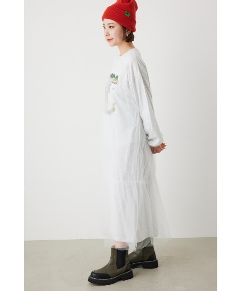 RODEO CROWNS WIDE BOWL（ロデオクラウンズワイドボウル）の「FLORIDA チュールドッキングワンピース（ワンピース・レディース・グレー×ホワイト/ブラック/オフホワイト・FREE）」の18枚目の写真